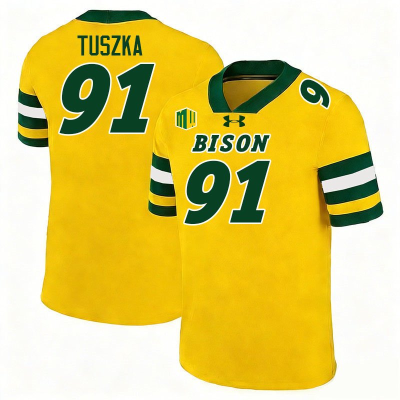 North Dakota State Bison #91 Derrek Tuszka College Football Jerseys,Uniforms-Gold